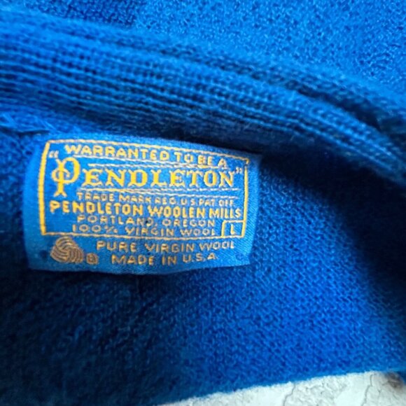 VTG Pendleton Womens Blue Virgin Wool Cardigan Sweater Button Front V-Neck Large - Picture 3 of 6